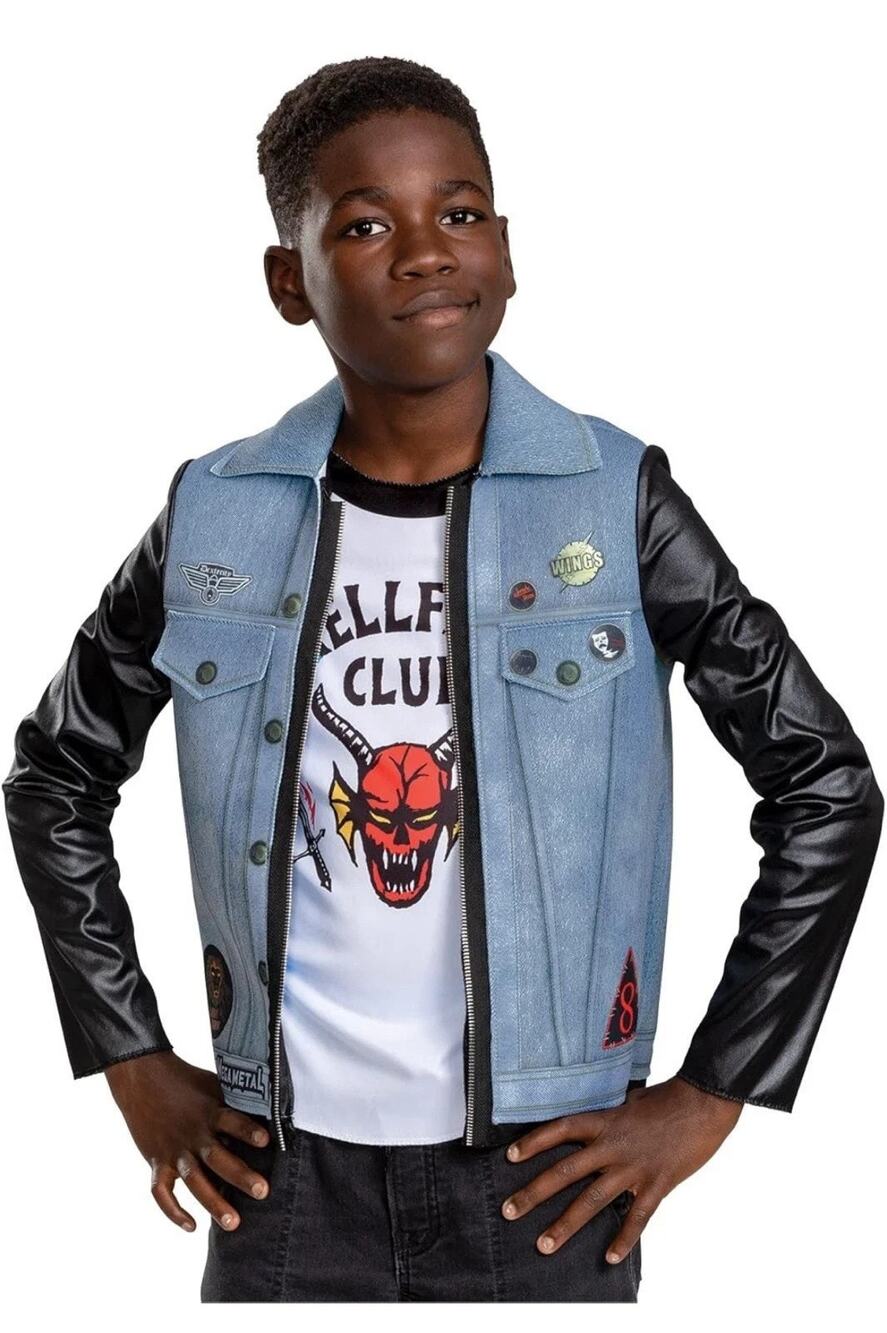Stranger Things Eddie Munson Costume Top Kids L 10/12 Hellfire Club Disguise